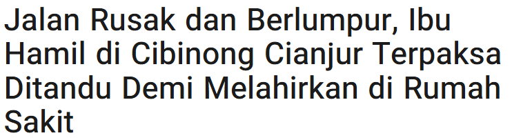 Tandu ibu hamil karena jalan rusak, Sumber: Cianjur Ekspres